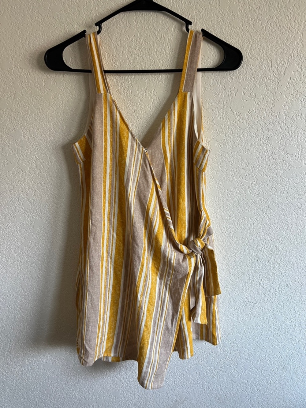 Le Lis Striped Linen Wrap Romper